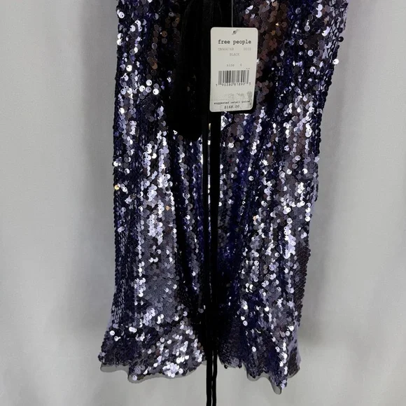 Free People Sequin Mini Dress in Purple and Black Size:6 - Picture 11 of 15
